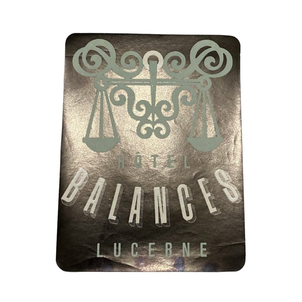 Original Vintage 1950s Hotel Balances Lucerne Luggage Label Sticker
